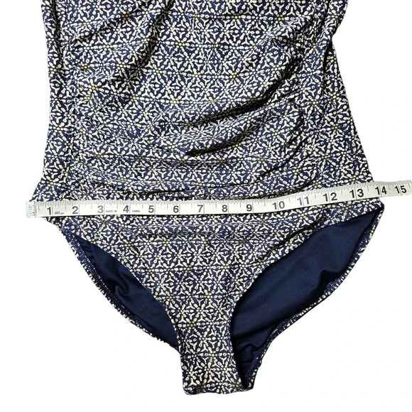 Niptuck Swim Ruched Gold/Navy Swimsuit - Picture 2 of 8